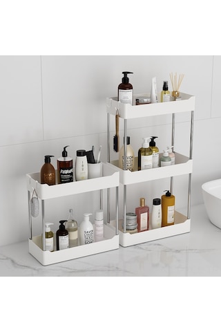 Konesam Siyah Taş Desenli 4 Katlı Paslanmaz Çelik Raflar: Banyo Tuvalet Ürünleri, Makyaj Ve Mutfak Atıkları İçin Düzenleyici Rahatlık Diğer