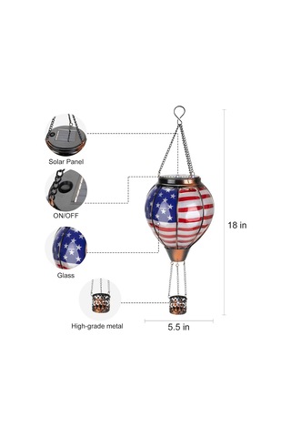 Sıcak Hava Balon Güneş Feneri İle Titreyen Alev Işığı Açık Bahçe Bahçesi Dekorasyonu, Bayrak+kelebek