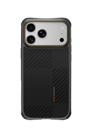 Apple iPhone 18 Pro Kılıf M-safe Uyumlu Raptic Aramid Dual Karbon Fiber Mondrian Serisi Kapak Siyah