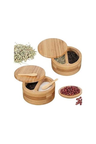 Createtech 2 Bölmeli Ahşap Baharat Kutusu, Çeşniler İçin Özel Tasarım Diğer