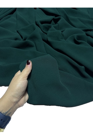 Dökümlü Likralı Kumlu Krep Kumaş 150 Cm En Kırışmaya Dayanıklı, Elbise Ve Giyimlik Kumaş Zümrüt Yeşili