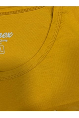 Yuvarlak Yaka Erkek Battal Düz Renk Pamuklu Basic Tshirt Hardal