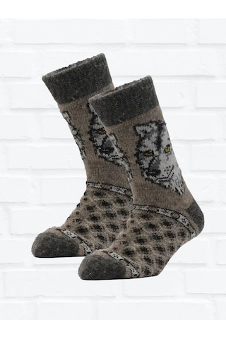 Nakın Yünlü Sıcak Çoraplar Kış İçin Hediye 4 Çift 149338587 Kahverengi