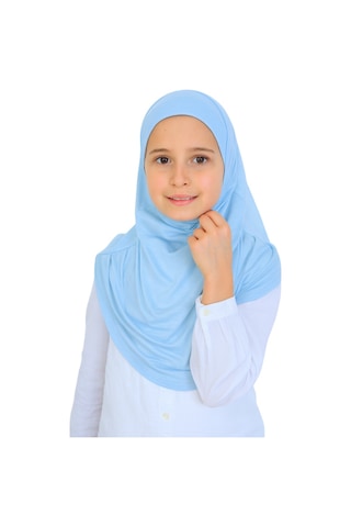 Modish Group Kız Çocuk Hazır Başörtüsü Pratik Penye Şal Tesettür Giyim Mavi