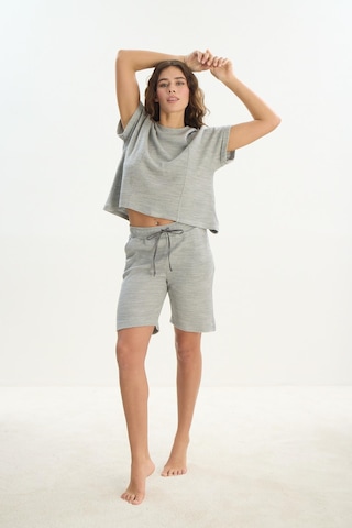 Kadın Kısa Kol Gri Mlelanj Şortlu Pijama Takım C1t1n1o61 001