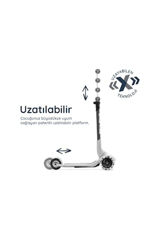 Smartrike Xtend Mini-ride 4 Aşamalı Büyüyen Oturaklı Scooter 1-9 Yaş Katlanabilir Led Tekerlekli Pearl Grey