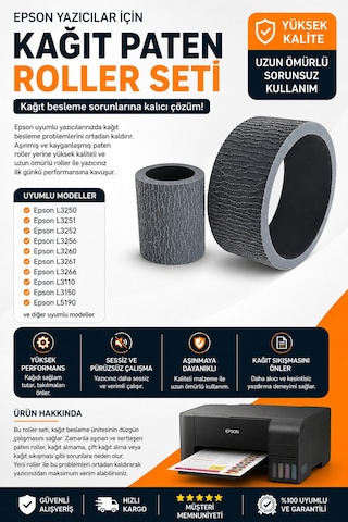 Epson L3260 L4260 L5290 Uyumlu Kağıt Paten Roller Seti Kağıt Besleme Merdanesi