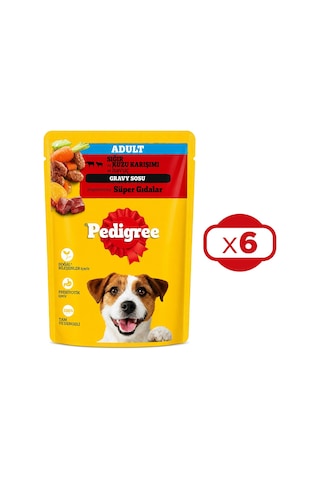 Pedigree Sığır Ve Kuzu Etli Yetişkin Köpek Maması 6 x 100 G