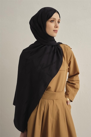 Armine Lyocell Naia Zikzak Desen Şal 1- 03 Siyah