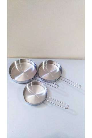 Paslanmaz Çelik Sos Tavası 3lü Sığ Tava Seti 12-14-16cm Filinta S