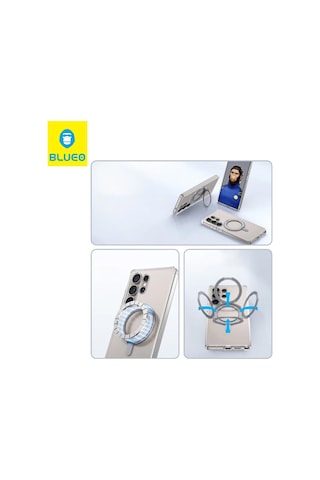 Mr. Gorilla Samsung Uyumlu S25 Şeffaf Kılıf 360 Dönebilen Stand Magsafe Toz Korumalı