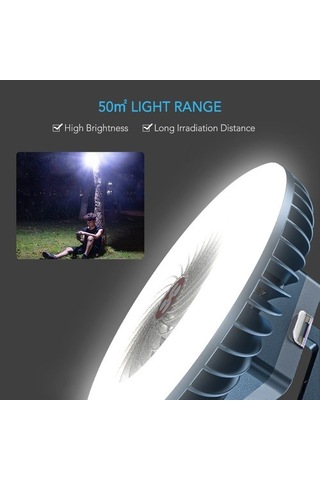 Taşınabilir Kamp Fan Led Fener Mini Masa Fan Usb Şarj Ten9hc Beyaz