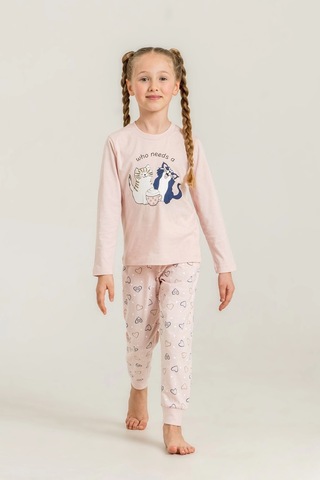 Moda Dua Rolypoly Rp3902-g Kız Çocuk Uzun Kol Pijama Takım Pudra