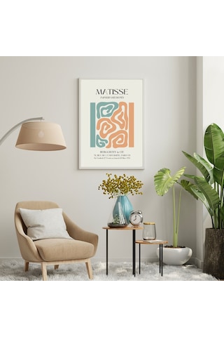 Matisse Turuncu Ve Yeşil'in Büyüsü Duvar Tablosu Çerçeveli 3'lü Set Beyaz Renk 21 X 30 Boyut/ebat