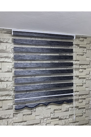 Antrasit Gri Renk Bambu Zebra Perde (Etekli)
