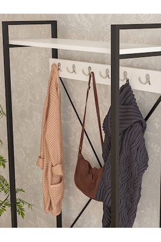 Wood House - Akşın Vestiyer Portmanto - Beyaz