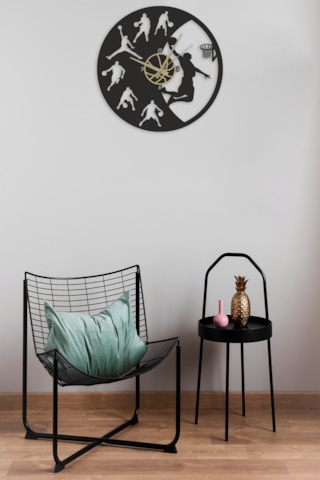 Basketbol Spor Duvar Saati Mdf Duvar Dekorasyon Lazer Kesim 32x32