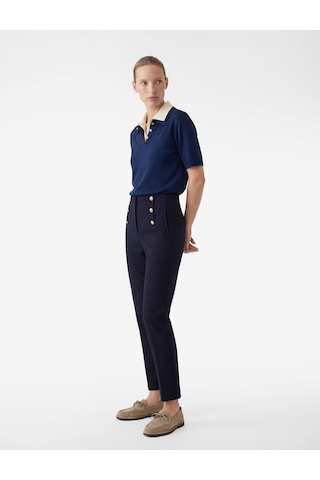 Koton Düğme Detaylı Cepli Yüksek Bel Slim Fit Cigarette Pantolon Lacivert 6sak40273uw