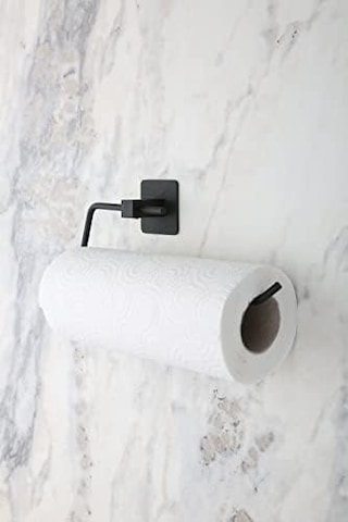 Banyo Yapışkanlı Siyah Kare Açık Solo Havluluk Havlu Askısı Siyah