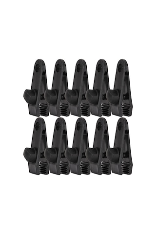 Ximistore9 10 Adet Siyah Plastik Çadır Tutucu - 80x15x35mm Büyük Boy Kamp Klipsi Siyah