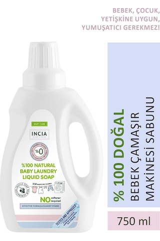 INCIA %100 Doğal Bebek Çamaşır Sabunu Bitkisel Deterjan Kendinden Yumuşatıcılı Lavanta 750 ML