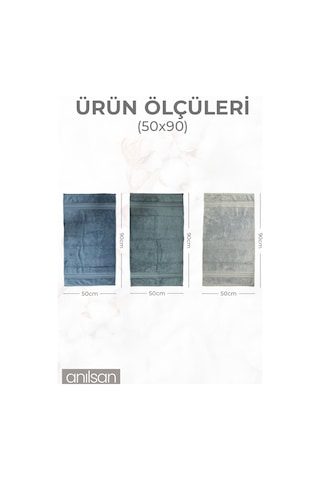 %100 Pamuk 3'lü El Havlusu Seti - 50x90 Cm, %100 Pamuk, Spa Ve Otel Havlusu, Günlük Kullanıma Uygunsu, Günlük Kullanıma Uygun