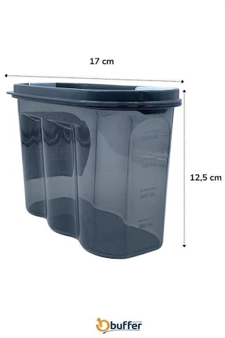2 Kapaklı Ölçekli Erzak Saklama Kabı - 1,2 Litre Şeffaf