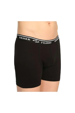 Seher Yıldızı Elastan Erkek 6'lı Paket Likralı Boxer 0 Yeni Sezon Siyah
