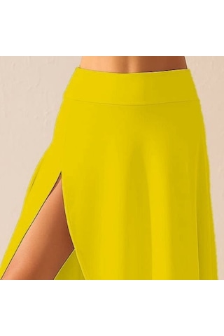 Veraura Lifestyle Kadın Cep Detay Taytlı Sandy Etek sarı