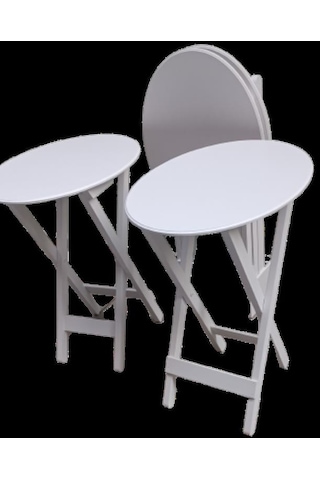 1448bng90136çanta Zigon Oval Sehpa Dörtlü Model Ahşap Mdf Parlak Beyaz Renk Kutu Sevk El Yapım