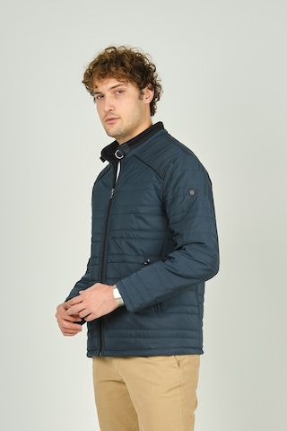 Lucas Erkek Dik Yaka Deri Biyeli Kapitone Mont 4706 Petrol Petrol