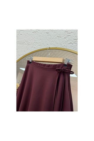 Unika Boutique Elisaid Yandan Bağlamalı Parçalı Skuba Etek-gs3788 Beyaz Bordo