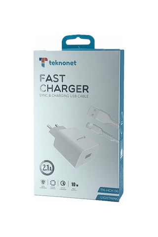 Teknonet Tn-hch06 10w 2100 Mah Lightning Kablo + Şarj Aleti Beyaz Beyaz