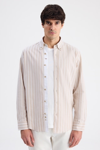 D'S Damat Ds Damat Comfort Bej Çizgili Gömlek 6hc02hd10304m