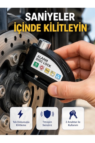Mey İthalat 110 Db Alarm Disk Kilidi Motosiklet Scooter Bisiklet Güvenlik Yeni Nesil