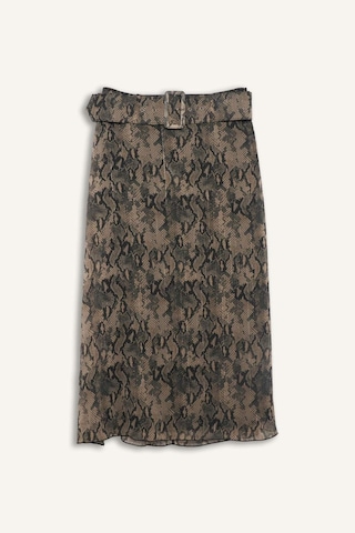 Defacto Regular Fit Desenli Astarlı Şifon Midi Etek G0194ax25aubk81 Siyah