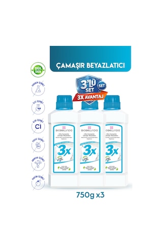 3x Ultra Konsantre Çamaşır Beyazlatıcı 750 Gr 3'lü Set Diğer