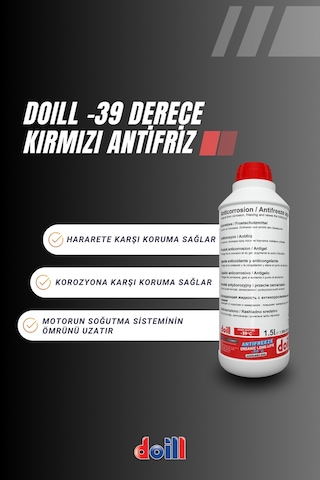 Doill -39 / -40 Derece Hazır Karışım 1.5 Litre Kırmızı Organik Antifriz - G12