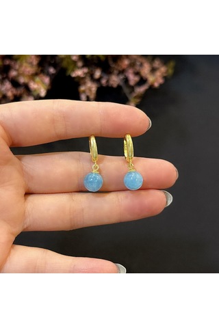 Stela Akuamarin Gümüş Küpe Sarı