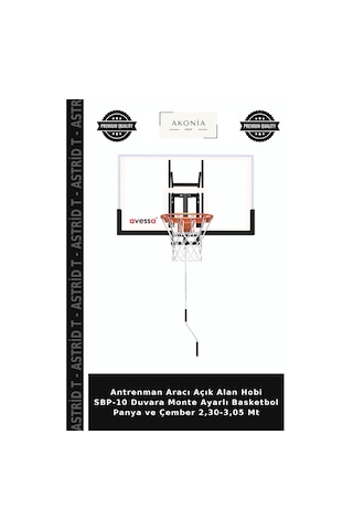 Antrenman Aracı Açık Alan Hobi Sbp-10 Duvara Monte Ayarlı Basketbol Panya Ve Çember 2,30-3,05 Mt