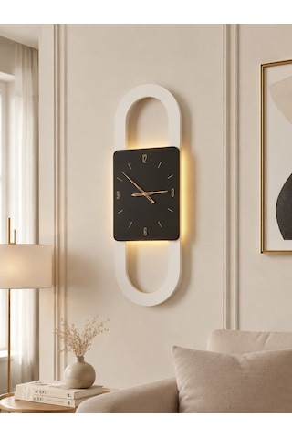 Berlin Ahşap Salon Duvar Saati Pilli Ledli Quartz Ultra Sessiz Mekanizma 28 Cm X 85 Cm Siyah