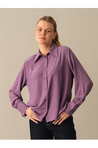Xint Mor Oversize Vatkalı Gömlek 750978
