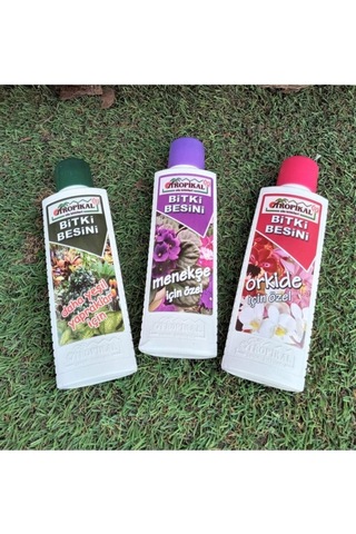 Tropikal Bitki Besini 3'lü Set, Menekşe Besini, Orkide Besini, Yeşil Yapraklı Bitki Besini Diğer