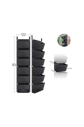 Suofeng Siyah Dikey Bahçe Çantası - 6 Cepli Asma Bitki Yetiştirme Torbası, İç/dış Mekan Kullanımı İçin İdeal