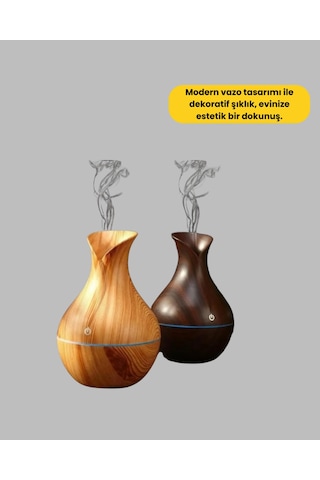 Ultrasonik Ahşap Desenli 130ml Aromaterapi Difüzör Ve Hava Nemlendirici Çok Renkli