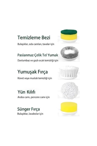 Ally Magic Brush Şarjlı Temizleme Fırçası İçin 5 Adet Yedek Başlık- 5775 Beyaz