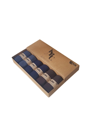 6'lı Karışık Renk Bambu Dikişsiz Klasik Yazlık Erkek Çorap Seti Füme - Kahverengi - Lacivert