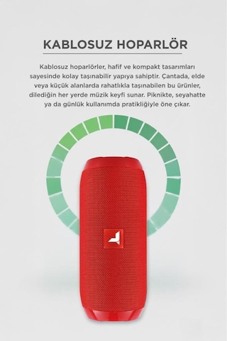 Bluetooth Hoparlör Kablosuz Taşınabilir Ses Bombası Tws Usb Tf D47 Kırmızı