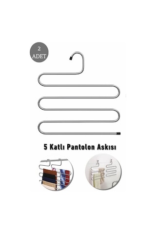 Mithra Life 2 Adet Metal 5 Katlı Pantolon Eşarp Askısı Mıt1030 Gri