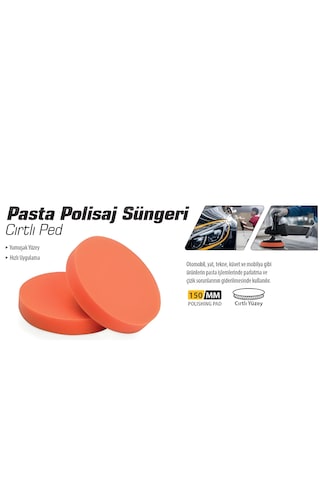 Meşem Pasta Polisaj Süngeri Cırtlı Ped 150mm 2 Adet